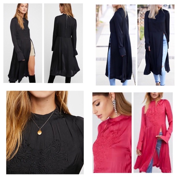 Free People Black New Day Embroidered Tunic.  NWT. - Picture 2 of 8